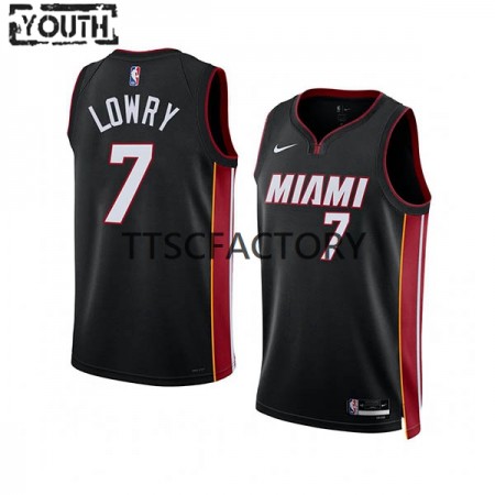 Kinder NBA Miami Heat Trikot Kyle Lowry 7 Nike 2022-23 Icon Edition Schwarz Swingman